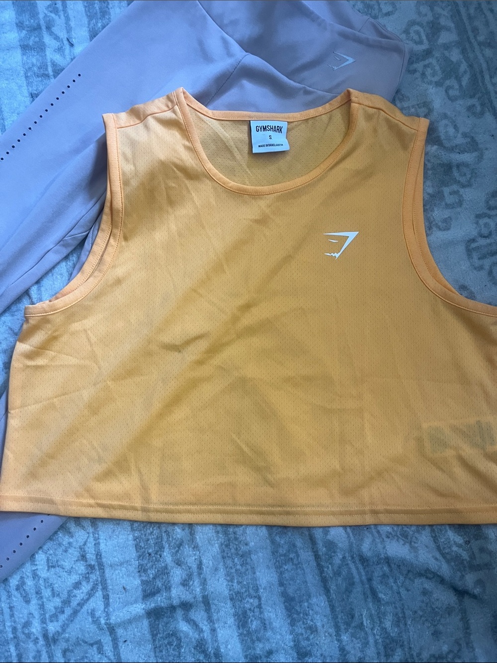 Gymshark Orange Sleeveless Mesh Crop Tank